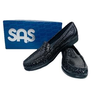 SAS Simplify Loafer Women 8.5 Slim AAA Black Croc Slip On 1556-181 USA NIB